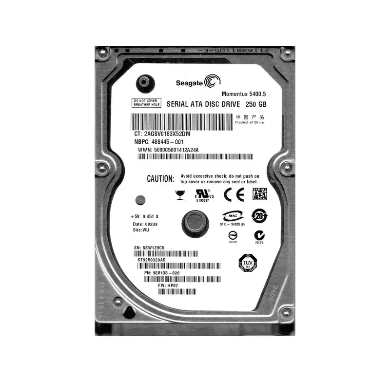 9EV133-020 - Seagate Momentus 5400.5 250GB 5400RPM SATA 3Gb/s 8MB Cache 2.5-inch Hard Drive