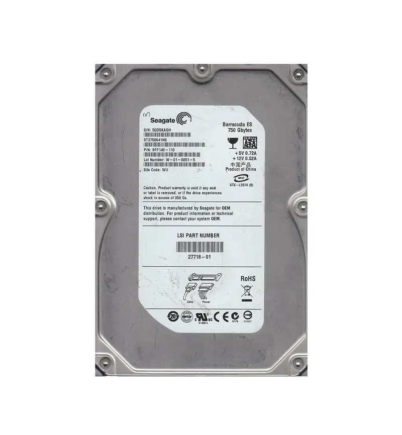 9FF148-110 - Seagate BarraCuda ES 750GB 7200RPM SATA 3Gb/s 16MB Cache (CE) 3.5-inch Hard Drive