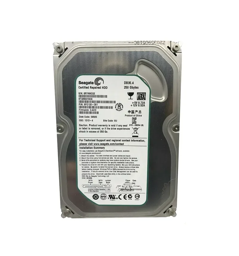9FG132-301 - Seagate DB 35.4 Series 250GB 7200RPM SATA 3Gb/s 8M Cache (CE) 3.5-inch Hard Drive