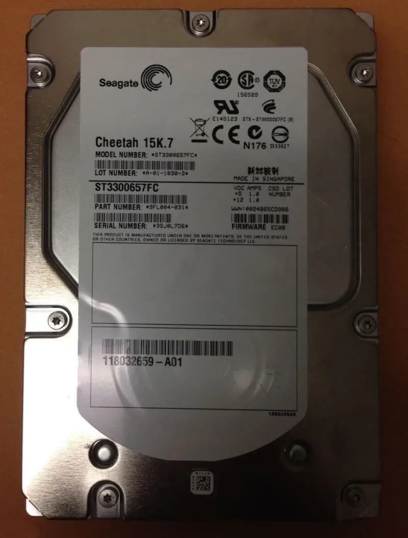 Seagate 9FL004-03A 15K.7 Cheetah Series 300GB 15000RPM Fibre Channel 4Gb/s 16MB Cache (CE) 3.5-Inch Hard Drive. In Stock