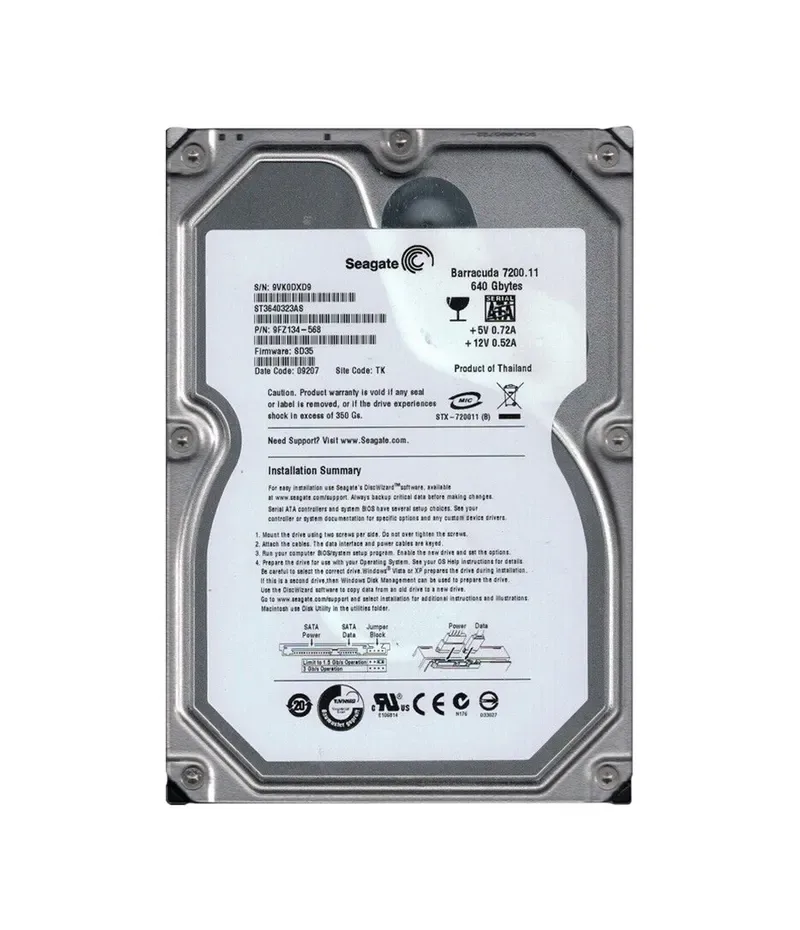 9FZ134-568 - Seagate BarraCuda 7200.11 640GB 7200RPM SATA 3Gb/s 32MB Cache (CE) 3.5-inch Hard Drive