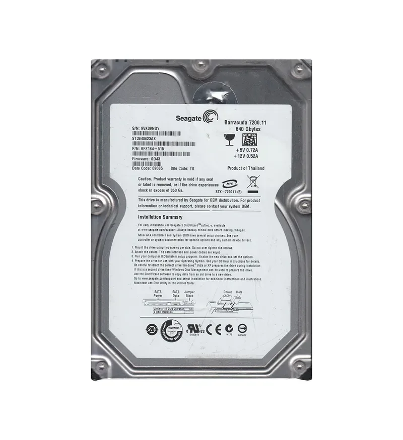 9FZ164-515 - Seagate Barracuda 7200.11 640GB 7200RPM SATA 3Gb/s 16MB Cache 3.5-inch Hard Drive