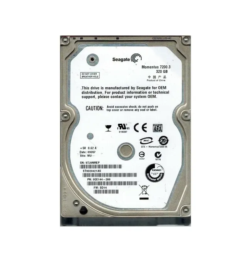 9GE144-286 - Seagate 320GB 7200RPM SATA 3Gb/s 2.5-inch Hard Drive