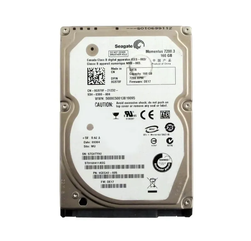 9GEG42-035 - Seagate Momentus 7200.3 160GB 7200RPM SATA 3Gb/s 16MB Cache 2.5-inch Hard Drive