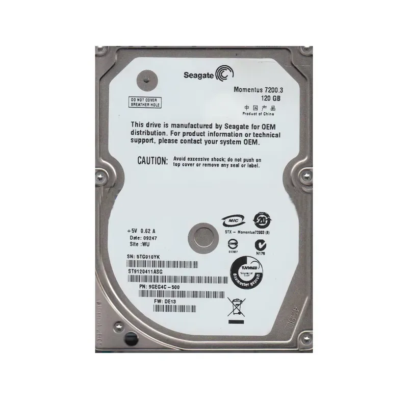 9GEG4C-500 - Seagate 120GB 7200RPM SATA 3Gb/s 2.5-inch Hard Drive
