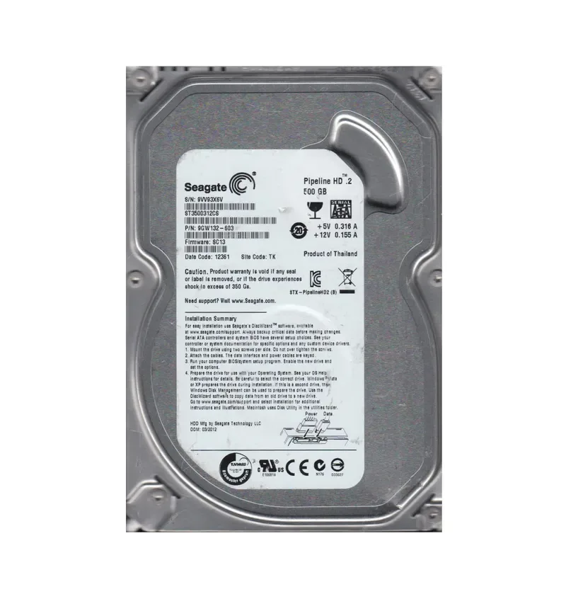 9GW132-603 - Seagate Pipeline HD.2 500GB 5900RPM SATA 3Gb/s 8MB Cache 3.5-inch Hard Drive