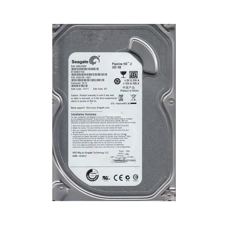 9GW13C-603 - Seagate Pipeline HD.2 320GB 5900RPM SATA 3Gb/s 8MB Cache 3.5-inch Hard Drive
