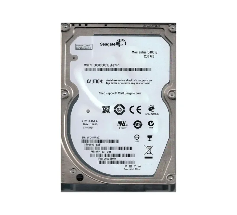 9HH132-286 - Seagate 250GB 5400RPM SATA 3Gb/s 2.5-inch Hard Drive