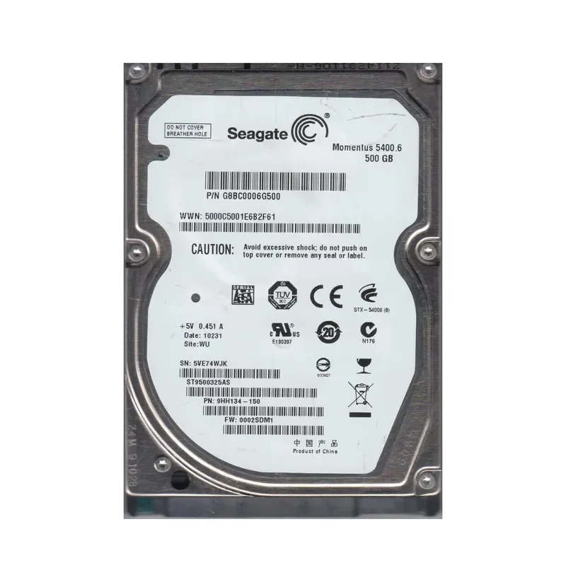 9HH134-150 - Seagate 500GB 5400RPM SATA 3Gb/s 2.5-inch Hard Drive