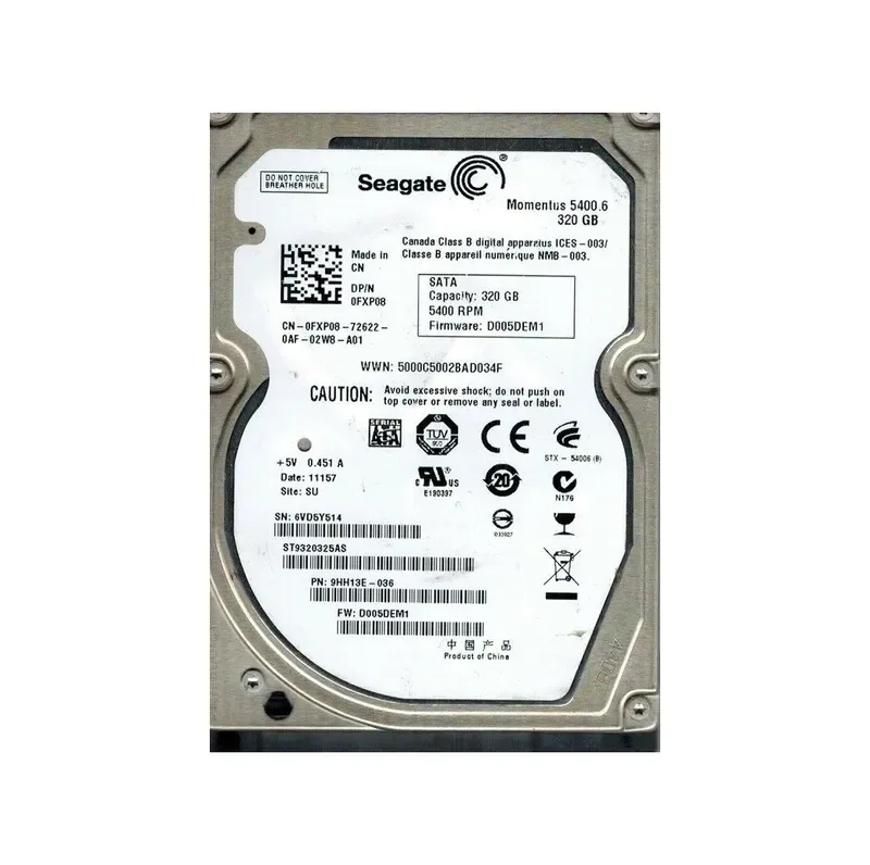 9HH13E-036 - Seagate 320GB 5400RPM SATA 3Gb/s 2.5-inch Hard Drive