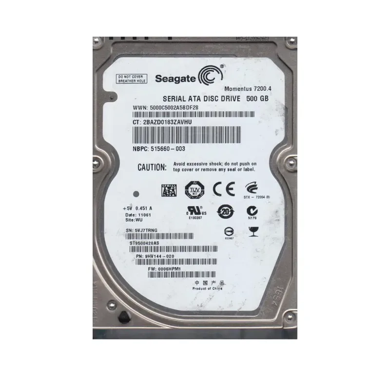 9HV144-020 - Seagate 500GB 7200RPM SATA 3Gb/s 2.5-inch Hard Drive