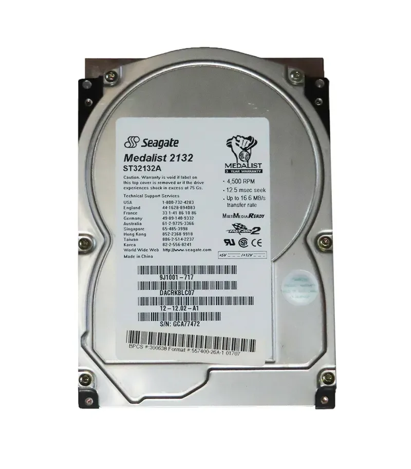 9J1001-717 - Seagate Medalist 2132 2.1GB 4500RPM IDE/ATA 128KB Cache (CE) 3.5-inch Hard Drive