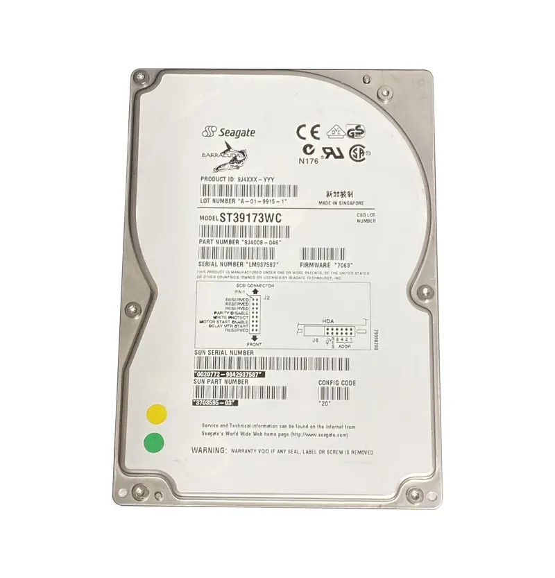 9J4008-046 - Seagate BarraCuda 9.1GB 7200RPM Wide Ultra SCSI 80-Pin 512KB Cache 3.5-inch Hard Drive