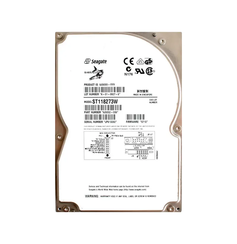 9J5002-038 - Seagate BarraCuda 18 18.2GB 7200RPM Wide Ultra SCSI 68-Pin 512KB Cache 3.5-inch Hard Drive