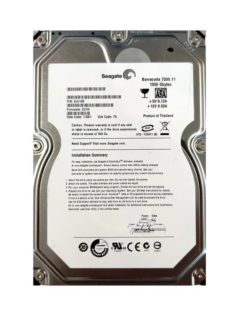 9JU138-301 - Seagate BarraCuda 7200.11 1.5TB 7200RPM SATA 3Gb/s 32MB Cache 3.5-inch Hard Drive