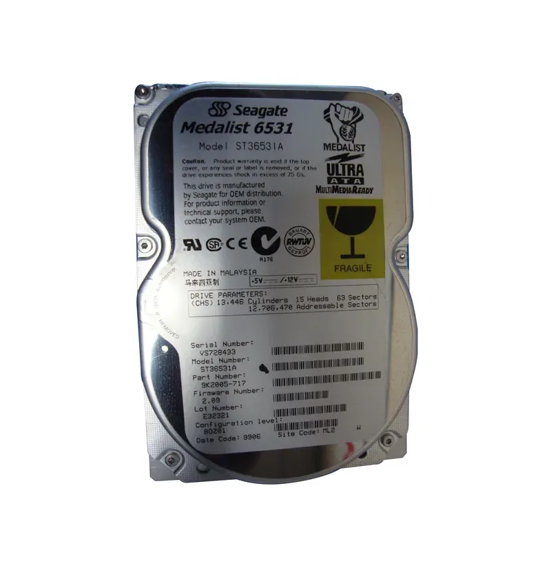 9K2005-717 - Seagate Medalist 6531 6.5GB 5400RPM ATA-33 128KB Cache 3.5-inch Hard Drive