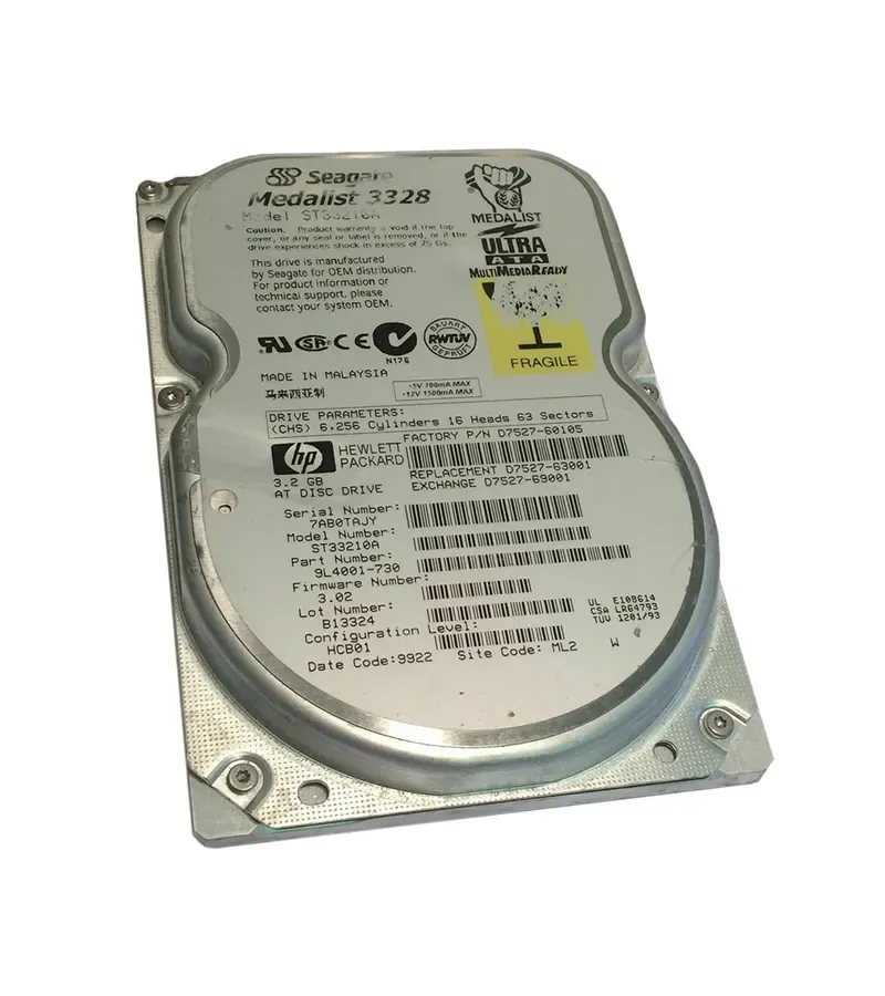 9L4001-730 - Seagate Medalist 3210 3.2GB 5400RPM IDE Ultra ATA/33 (ATA-4) 256KB Cache (CE) 3.5-inch Hard Drive