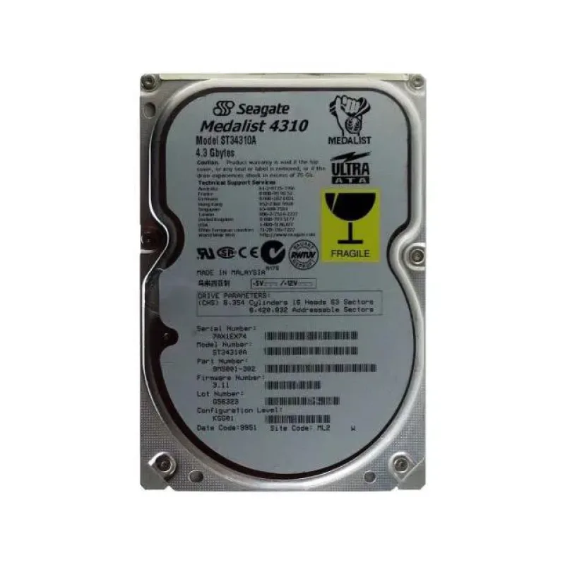 9M5001-302 - Seagate Medalist 4310 4.3GB 5400RPM ATA-33 512KB Cache 3.5-inch Hard Drive