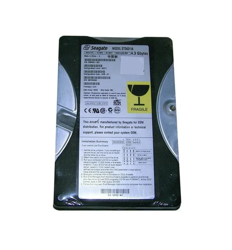 9M9002-001 - Seagate U4 Series 4.3GB 5400RPM IDE Ultra ATA/66 (ATA-5) 256KB Cache (CE) 3.5-inch Hard Drive