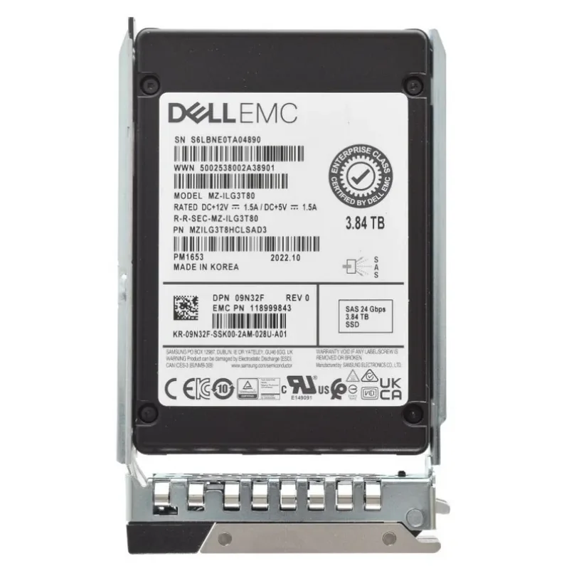 Dell 9N32F Dell 09N32F / 9N32F 3.84TB Triple-Level Cell SAS 24Gb/s Read Intensive 512e SFF 2.5-Inch Solid State Drive For PowerEdge C6520 New Pull