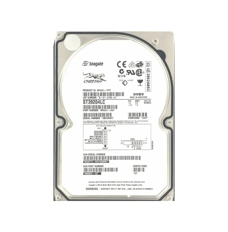 9P4001-038 - Seagate Cheetah 9.2GB 10000RPM Ultra160 SCSI 80-Pin 4MB Cache 3.5-inch Hard Drive