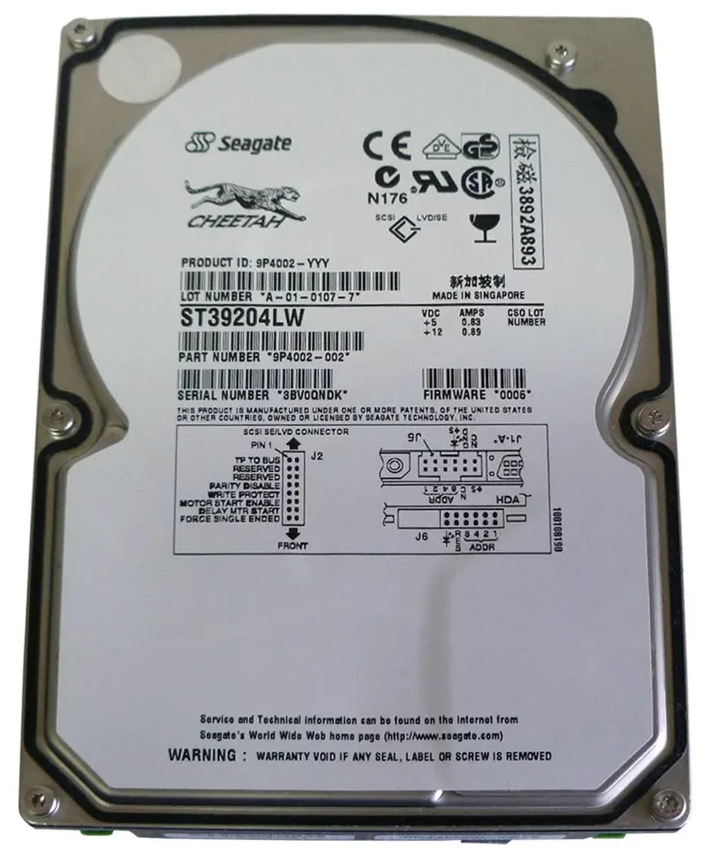 9P4002-002 - Seagate Cheetah 9.2GB 10000RPM Ultra160 SCSI 68-Pin 1MB Cache 3.5-inch Hard Drive