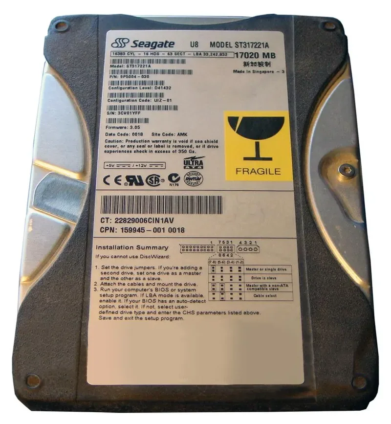 9P5004-030 - Seagate U8 17.2GB 5400RPM IDE Ultra ATA/66 (ATA-5) 512KB Cache 3.5-inch Hard Drive