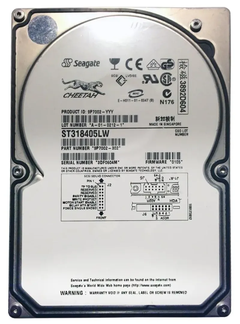 9P7002-302 - Seagate 18GB 10000RPM Ultra160 SCSI 3.5-inch Hard Drive