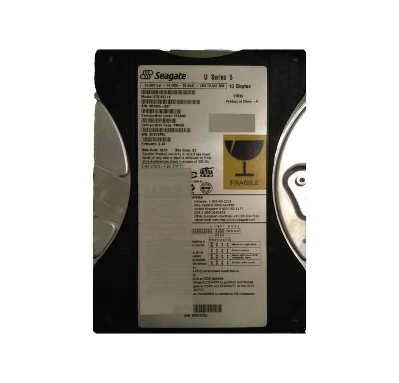 9R4005-307 - Seagate U5 10GB 5400RPM ATA-100 512KB Cache 3.5-inch Hard Drive
