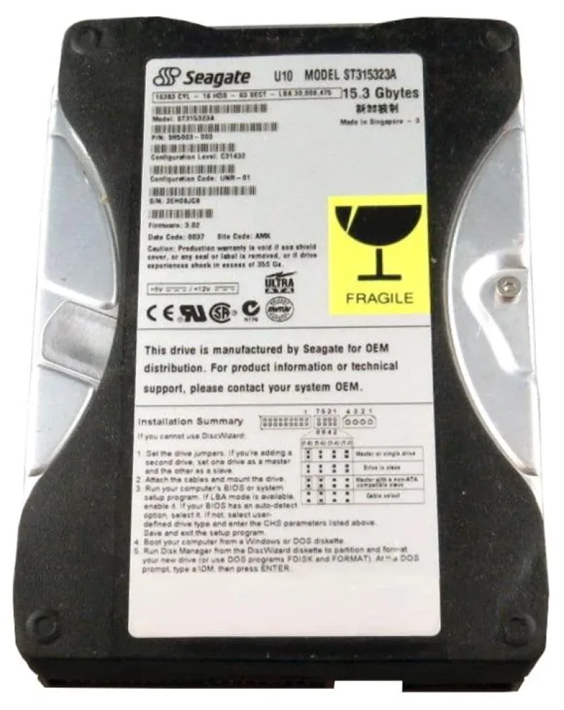 9R5002-030 - Seagate U10 10.2GB 5400RPM ATA-66 512KB Cache 3.5-inch Hard Drive