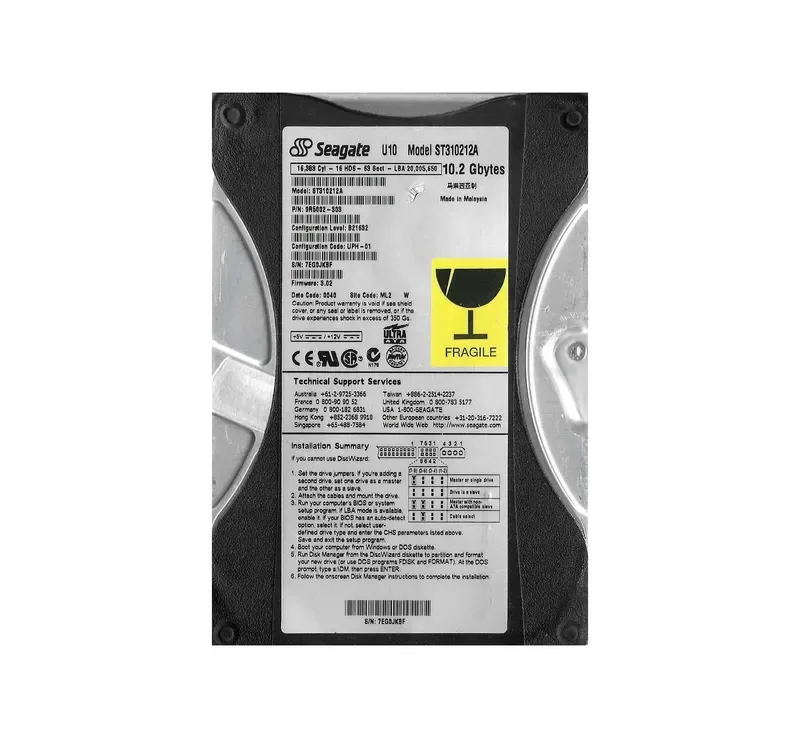 9R5002-303 - Seagate U10 10.2GB 5400RPM ATA-66 512KB Cache 3.5-inch Hard Drive