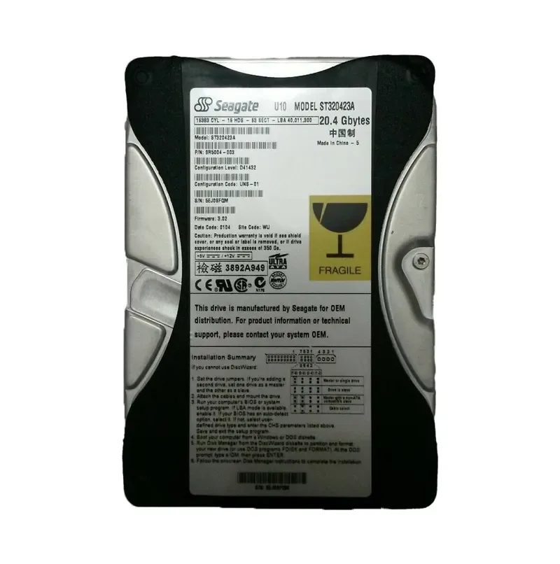 9R5004-003 - Seagate U10 20GB 5400RPM ATA-66 512KB Cache 3.5-inch Hard Drive