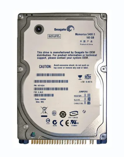 9S1034-560 - Seagate Momentus 5400.3 160GB 5400RPM IDE Ultra ATA/100 (ATA-6) 8MB Cache 2.5-inch Hard Drive