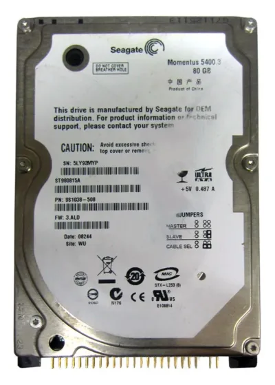 9S1038-508 - Seagate 80GB 5400RPM ATA-100 2.5-inch Laptop Hard Drive for Latitude D810