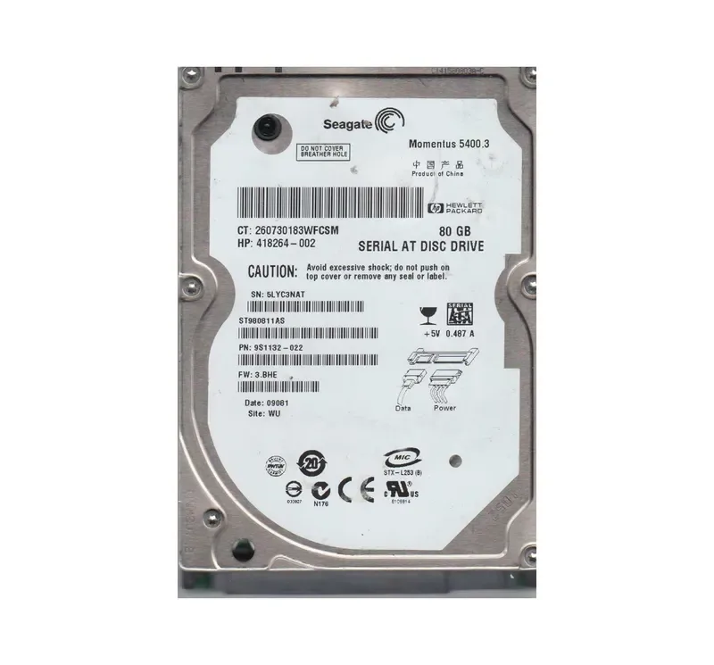 9S1132-022 - Seagate Momentus 5400.3 80GB 5400RPM SATA 1.5Gb/s 8MB Cache 2.5-inch Hard Drive