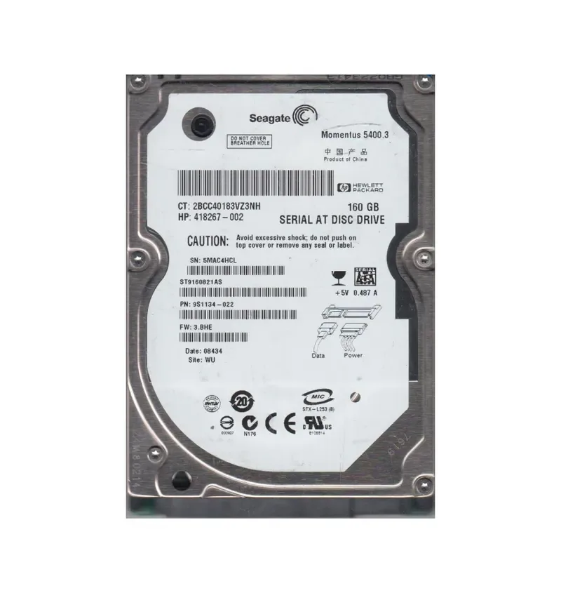 9S1134-022 - Seagate 160GB 5400RPM SATA 1.5Gb/s 2.5-inch Hard Drive