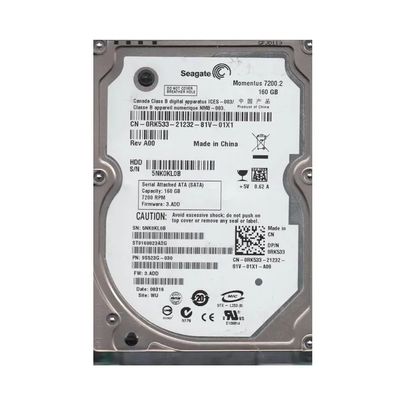 9S523G-030 - Seagate 160GB 7200RPM SATA 3Gb/s 2.5-inch Hard Drive