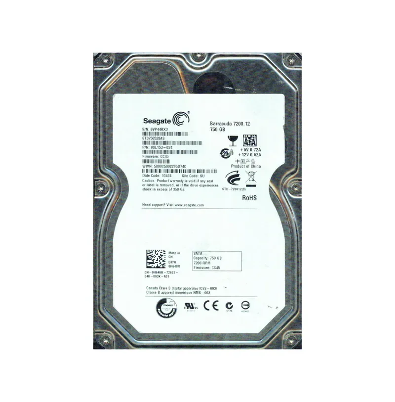 9SL153-034 - Seagate BarraCuda 7200.12 750GB 7200RPM SATA 3Gb/s 32MB Cache 3.5-inch Hard Drive