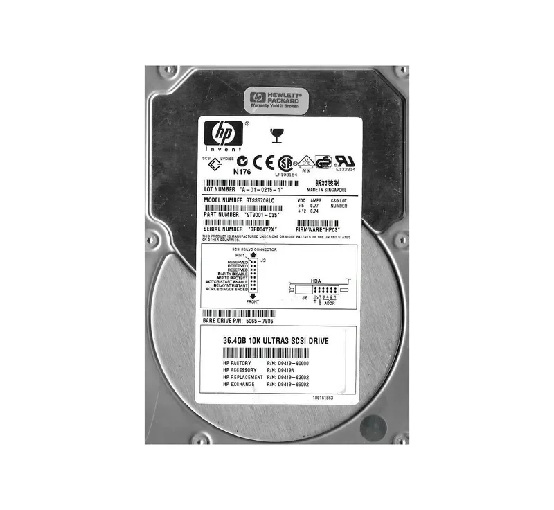 9T9001-035 - Seagate 36GB 10000RPM Ultra160 SCSI 3.5-inch Hard Drive