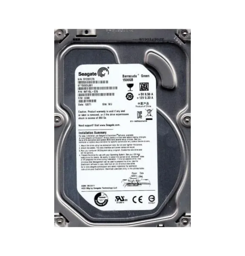9VT15L-570 - Seagate BarraCuda Green 1.5TB 5900RPM SATA 6Gb/s 64MB Cache 3.5-inch Hard Drive