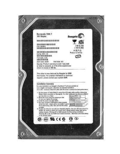 9W2001-630 - Seagate Barracuda 7200.7 160GB 7200RPM IDE Ultra ATA/100 (ATA-6) 2MB Cache 3.5-inch Hard Drive