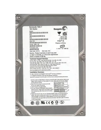 9W2011-655 - Seagate 160GB 7200RPM SATA 1.5Gb/s 2MB Cache 3.5-inch Hard Drive