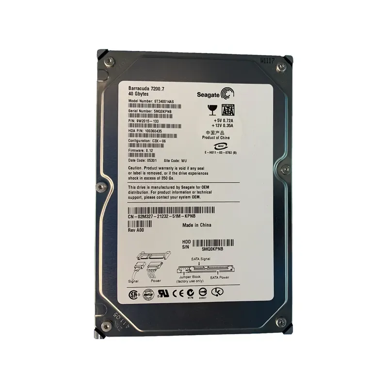 9W2015-133 - Seagate BarraCuda 7200.7 40GB 7200RPM SATA 1.5Gb/s 2MB Cache 3.5-inch Hard Drive
