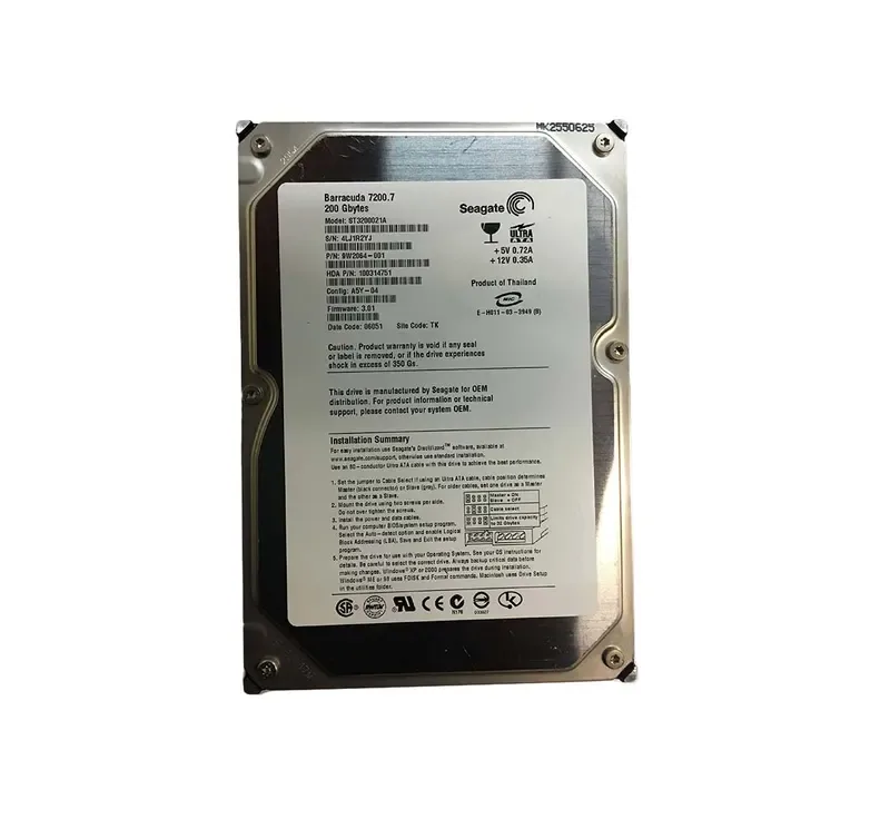 9W2064-001 - Seagate Maxtor 200GB 7200RPM ATA-100 2MB Cache 3.5-inch Hard Drive
