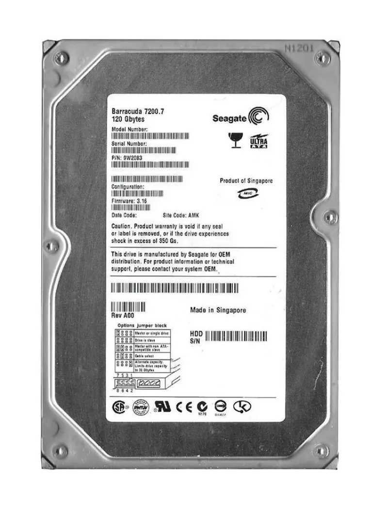 9W2083-373 - Seagate 120GB 7200RPM IDE Ultra ATA/100 (ATA-6) 8MB Cache 3.5-inch Hard Drive