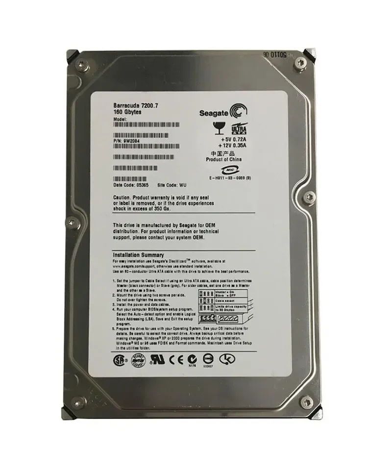 9W2084-046 - Seagate BarraCuda 7200.7 160GB 7200RPM IDE Ultra ATA/100 (ATA-6) 8MB Cache (CE) 3.5-inch Hard Drive