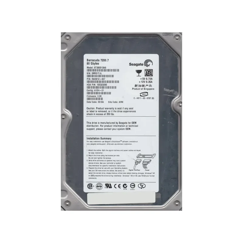 9W2812-007 - Seagate BarraCuda 7200.7 80GB 7200RPM SATA 1.5Gb/s 8MB Cache 3.5-inch Hard Drive