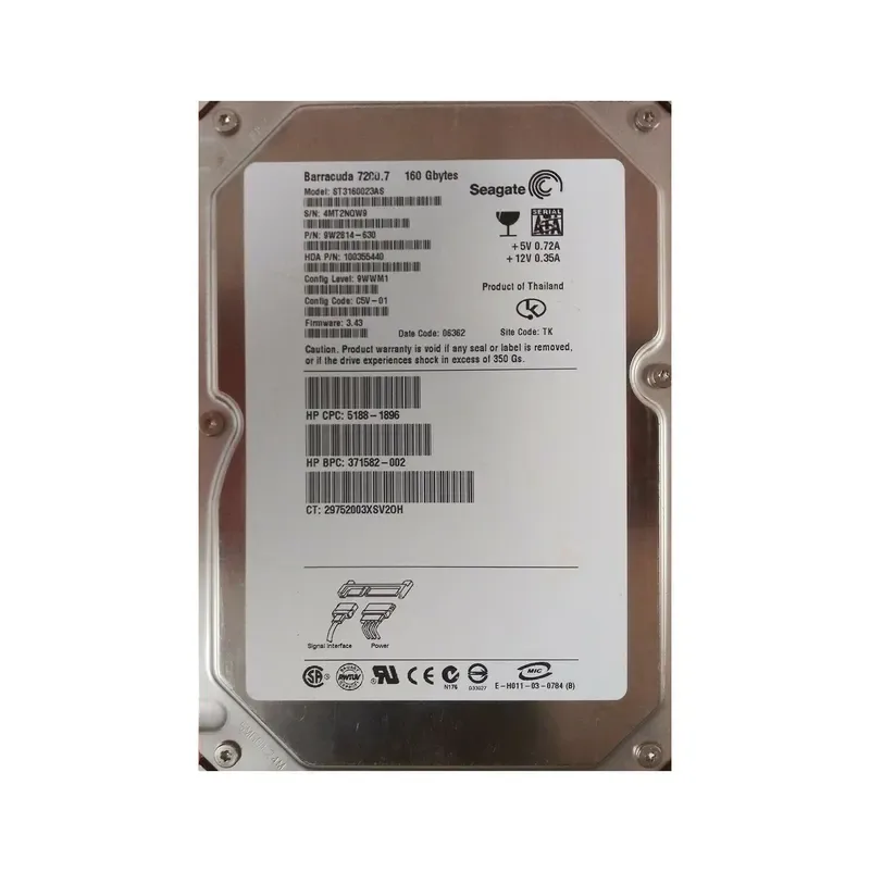 9W2814-630 - Seagate BarraCuda 7200.7 160GB 7200RPM SATA 1.5Gb/s 8MB Cache 3.5-inch Hard Drive