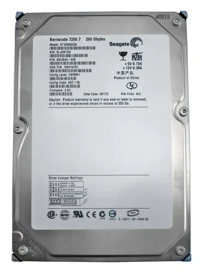 9W2844-030 - Seagate BarraCuda 7200.7 200GB 7200RPM IDE Ultra ATA/100 (ATA-6) 8MB Cache (CE) 3.5-inch Hard Drive