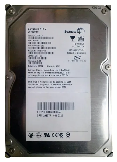 9W4006-030 - Seagate BarraCuda 20GB 7200RPM ATA-100 2MB Cache 3.5-inch Hard Drive